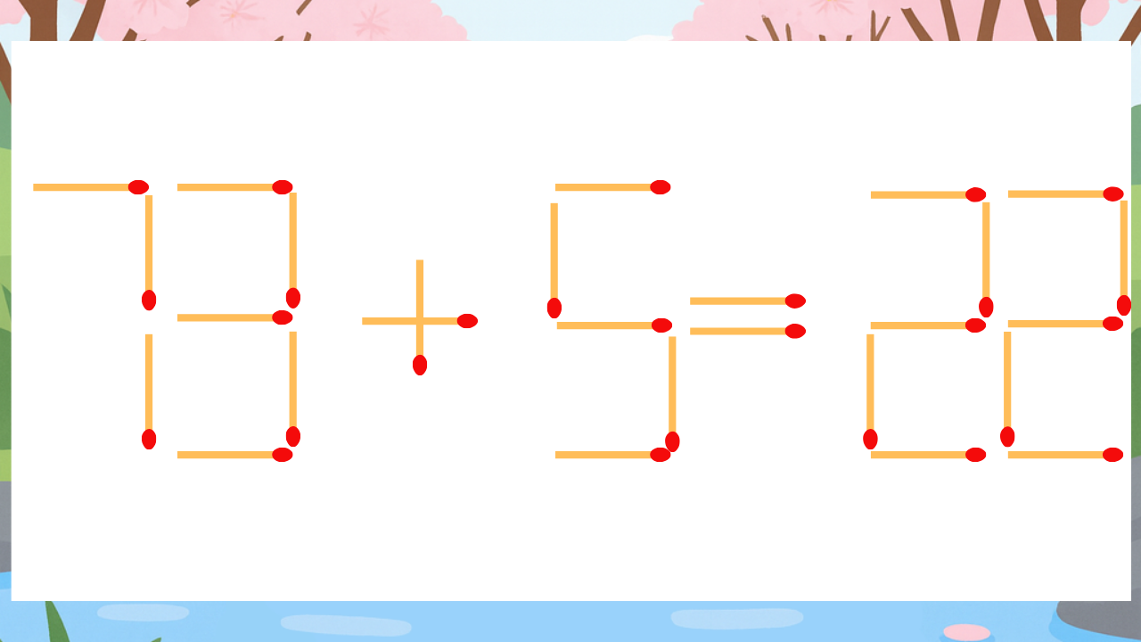 【マッチ棒クイズ】1本だけ動かして正しい式に：73+5=22？