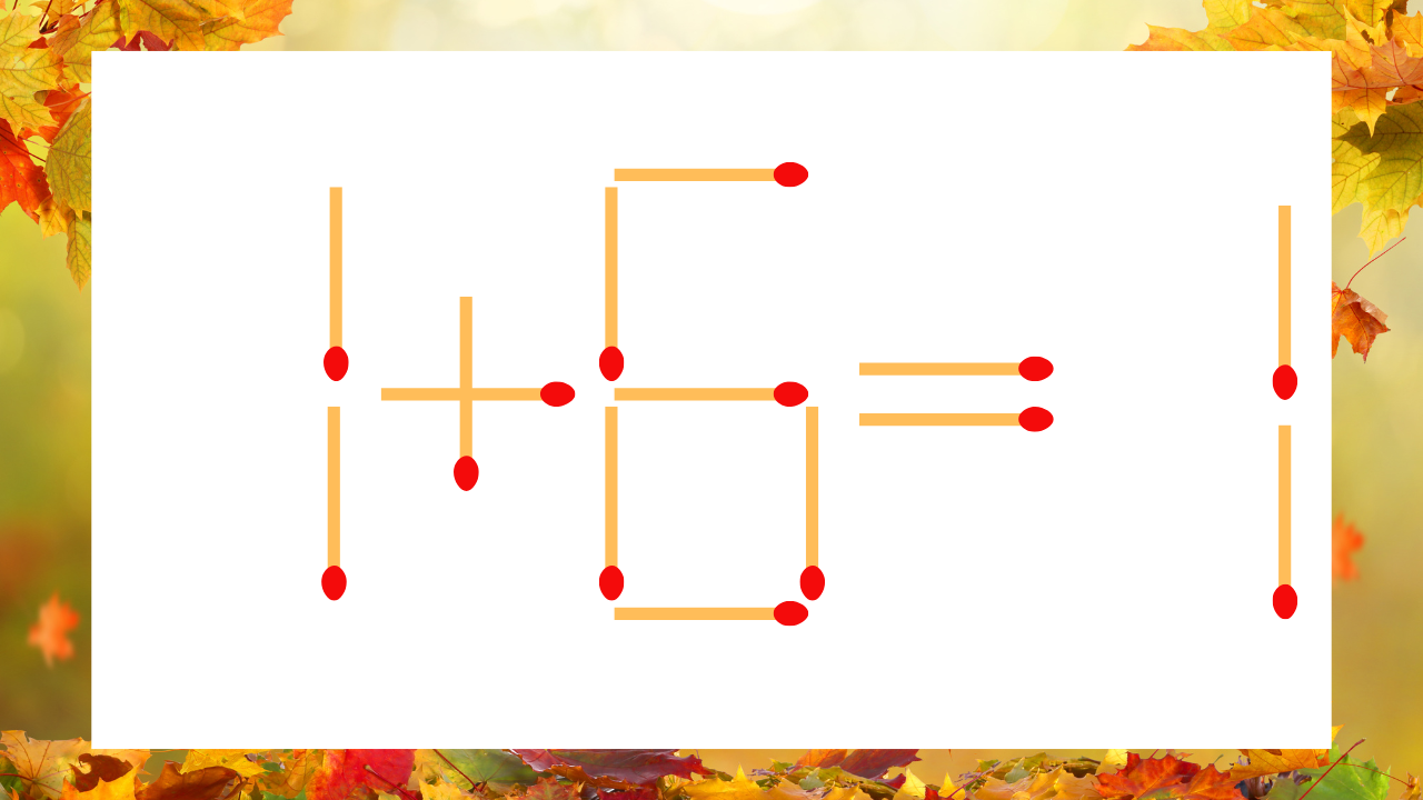 【マッチ棒クイズ】1本だけ動かして正しい式に：1＋6＝1？の問題イメージ