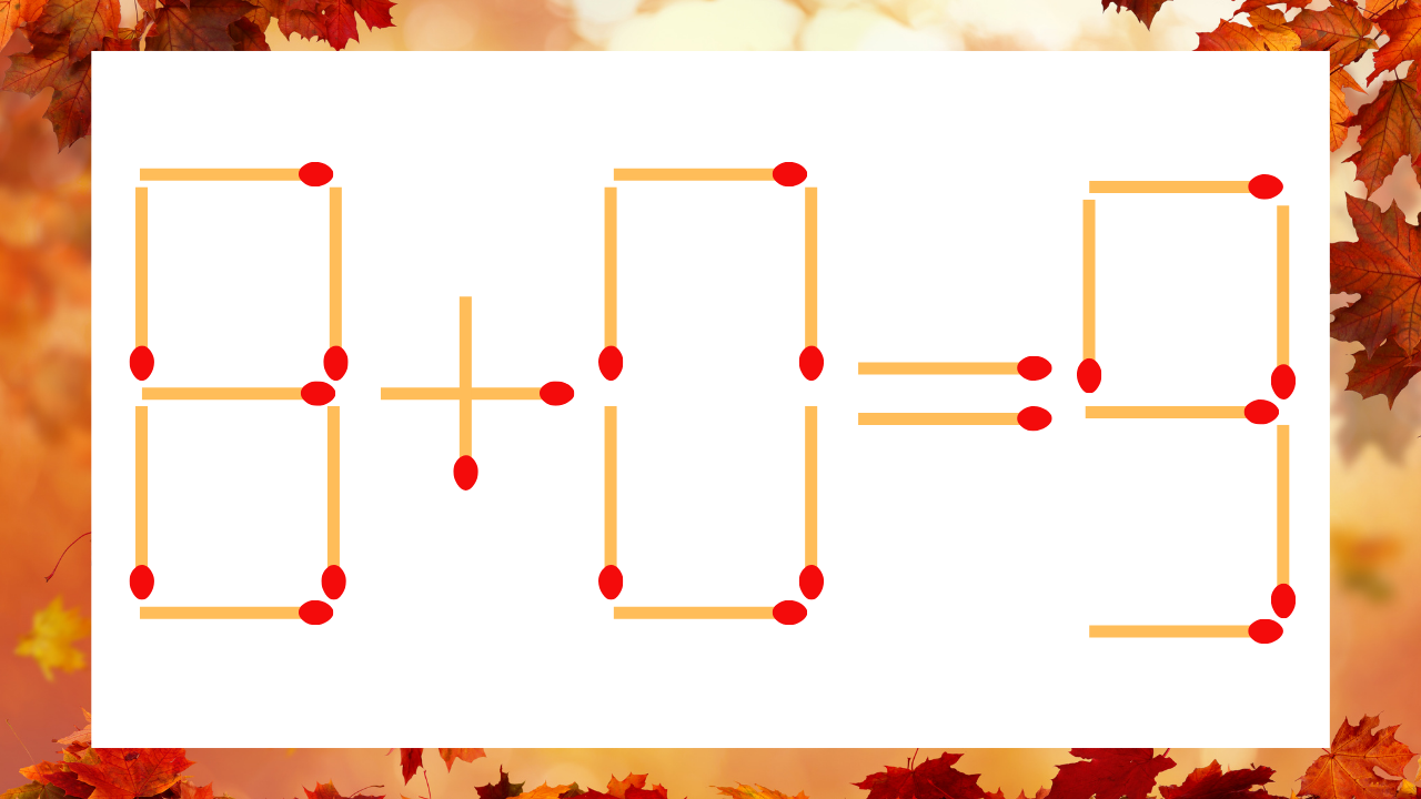 【マッチ棒クイズ】1本だけ動かして正しい式に：8−0＝9？