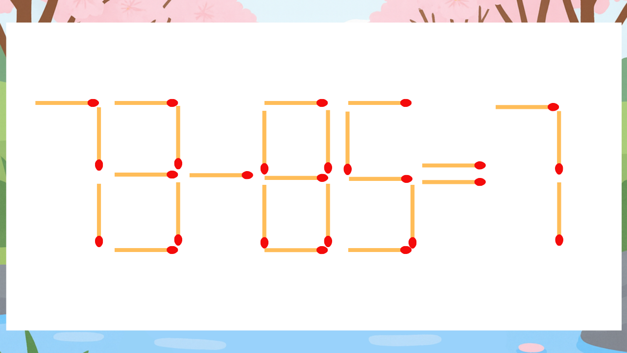 【マッチ棒クイズ】1本だけ動かして正しい式に：73-85=7？
