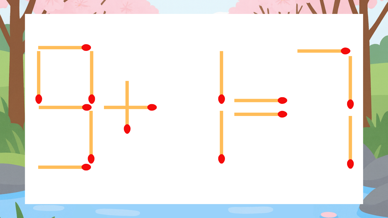 【マッチ棒クイズ】1本だけ動かして正しい式に：9+1=7？