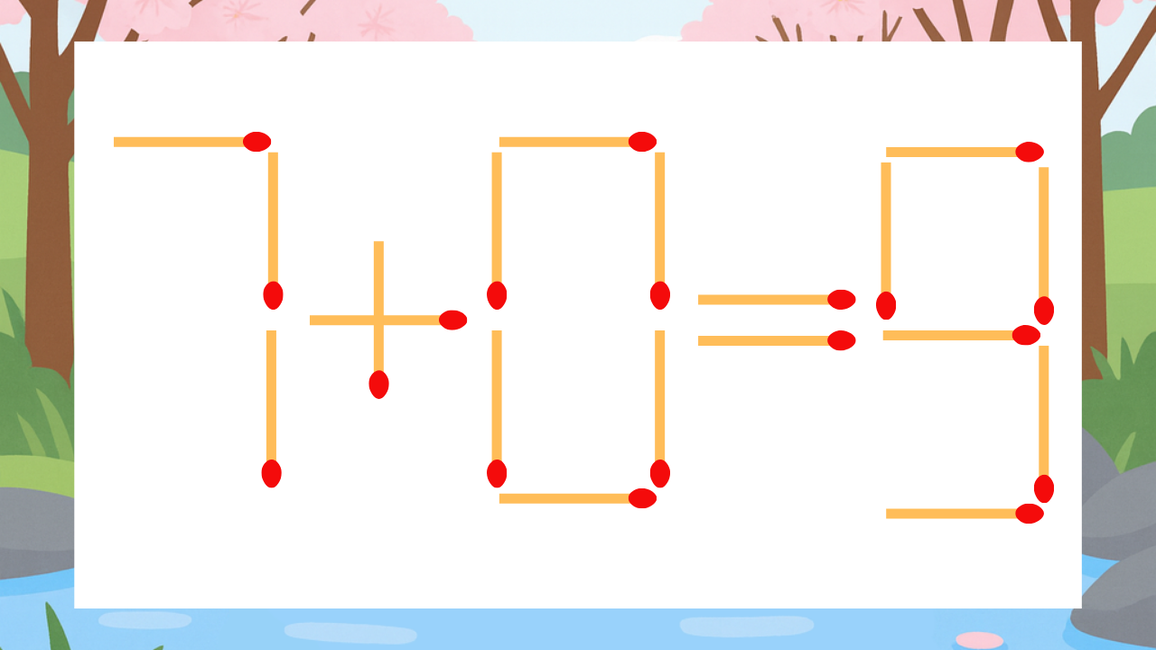 【マッチ棒クイズ】1本だけ動かして正しい式に：7+0=9？