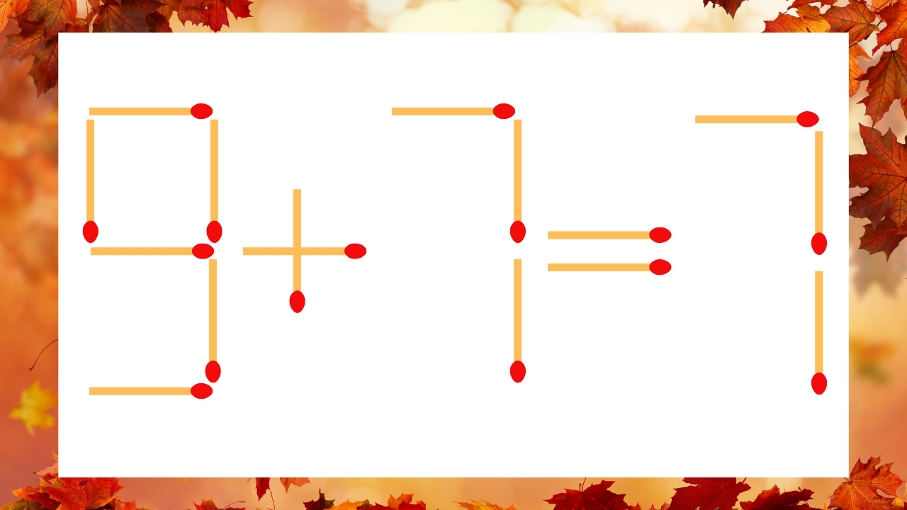 【マッチ棒クイズ】1本だけ動かして正しい式に：9+7=7？