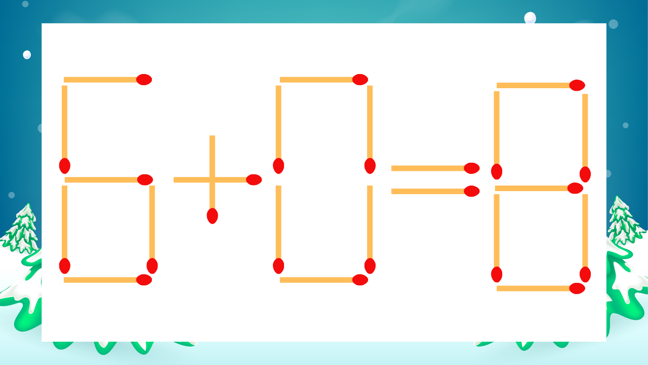 【マッチ棒クイズ】1本だけ動かして正しい式に：6+0=8？