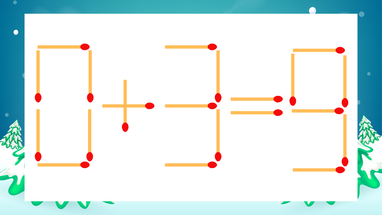 【マッチ棒クイズ】1本だけ動かして正しい式に：0+3=9？