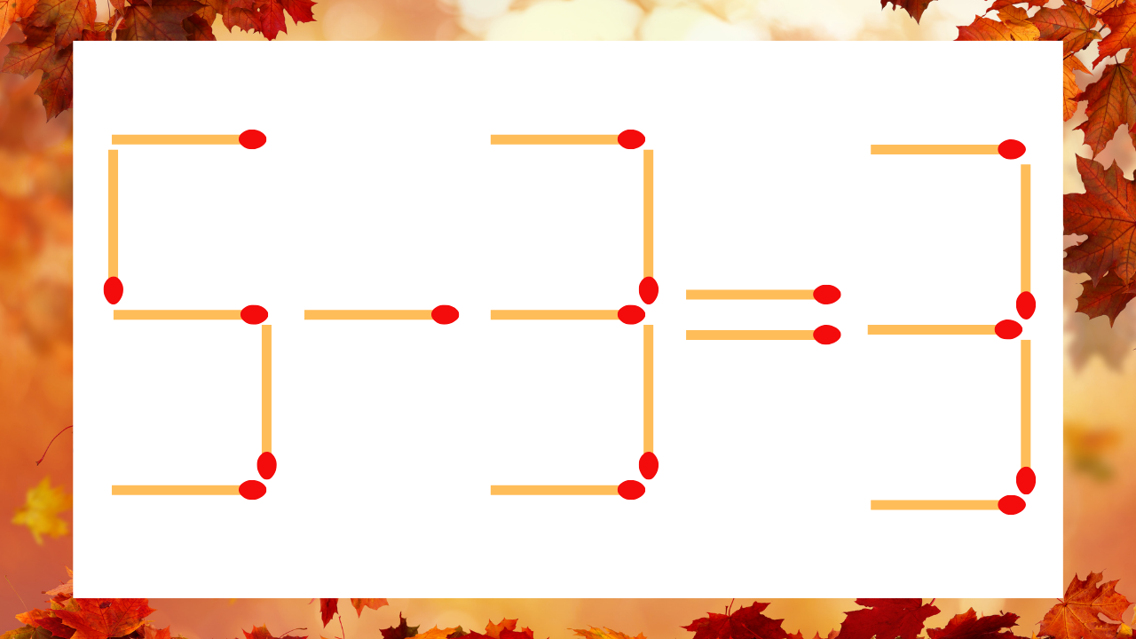 【マッチ棒クイズ】1本だけ動かして正しい式に：5-3=3？