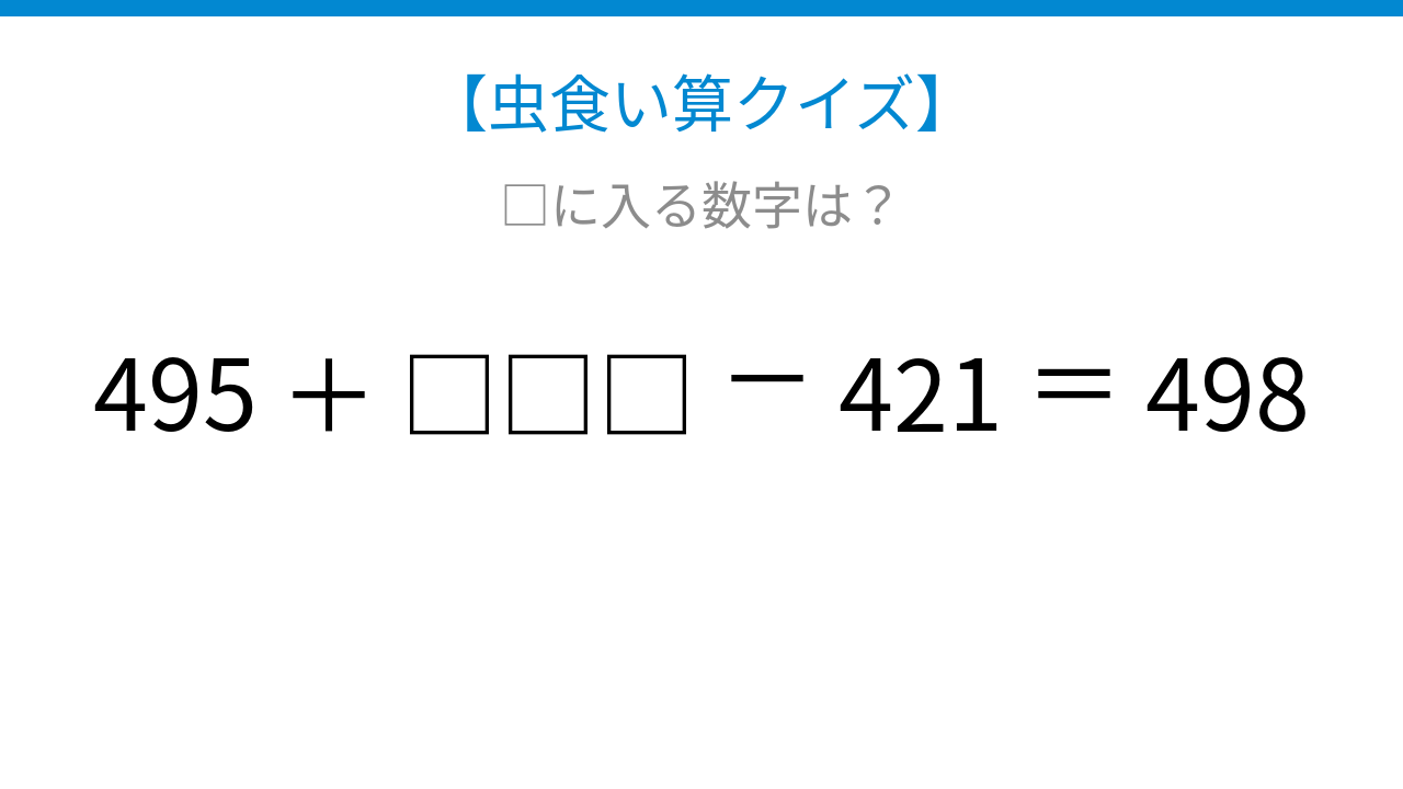 【虫食い算クイズ】□に入る数字は？論理で解ける！の問題イメージ