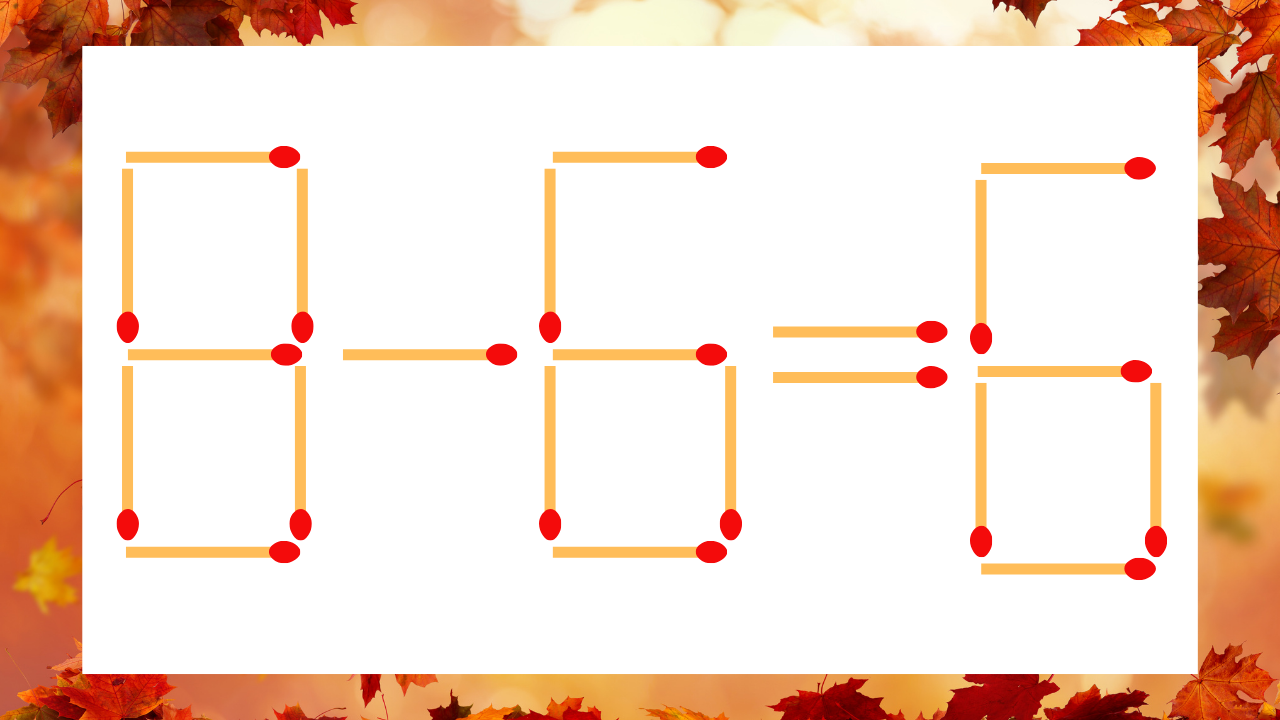 【マッチ棒クイズ】1本だけ動かして正しい式に：8-6=6？