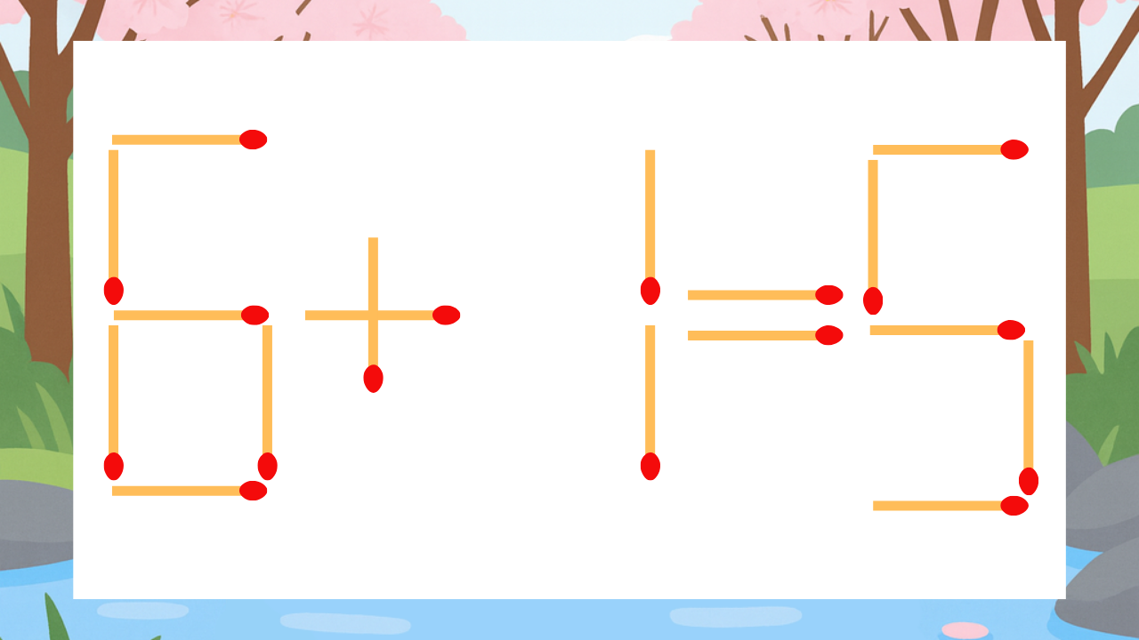 【マッチ棒クイズ】1本だけ動かして正しい式に:6+1=5?