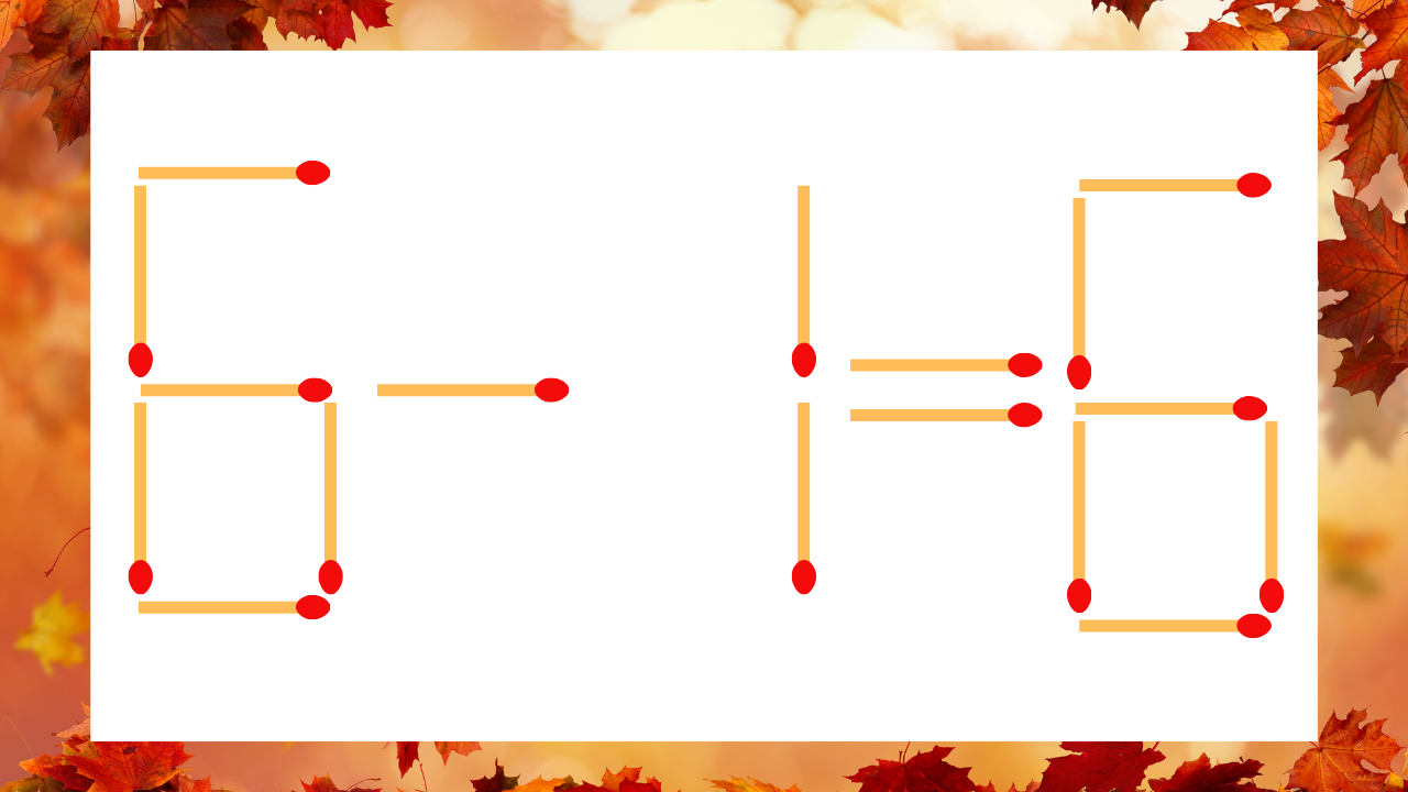 【マッチ棒クイズ】1本だけ動かして正しい式に：6−1＝6？