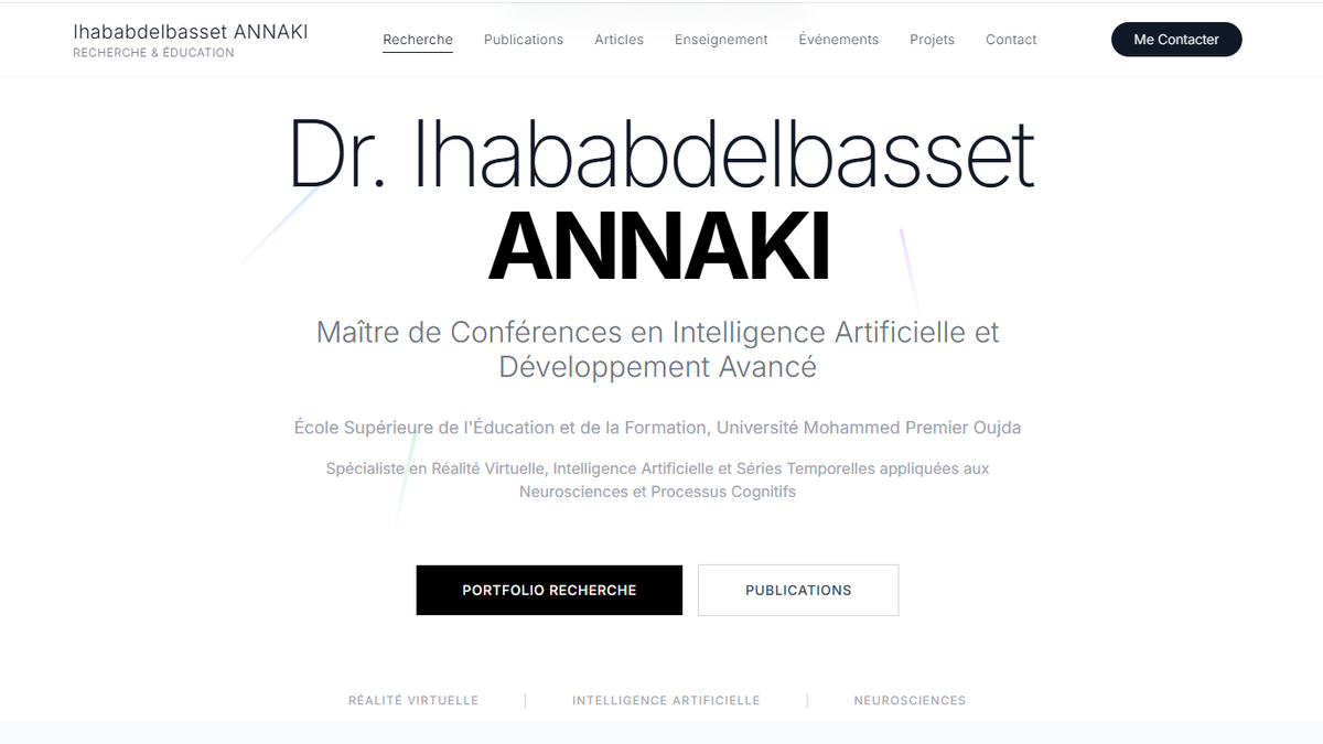 Screenshot of a modern personal portfolio website built with Next.js and Sanity CMS