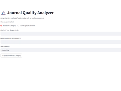 Screenshot of the app Journal Quality Checker