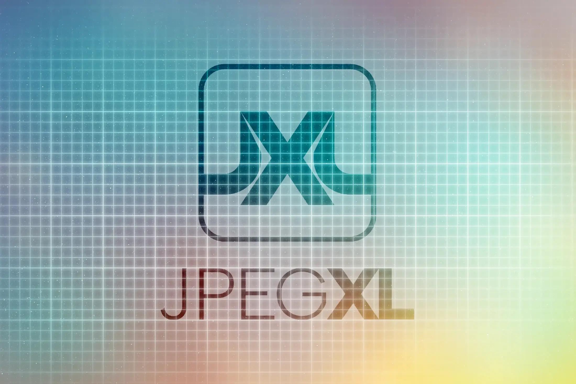 Monochromatic, faded version of the JPEG XL logo in the design process