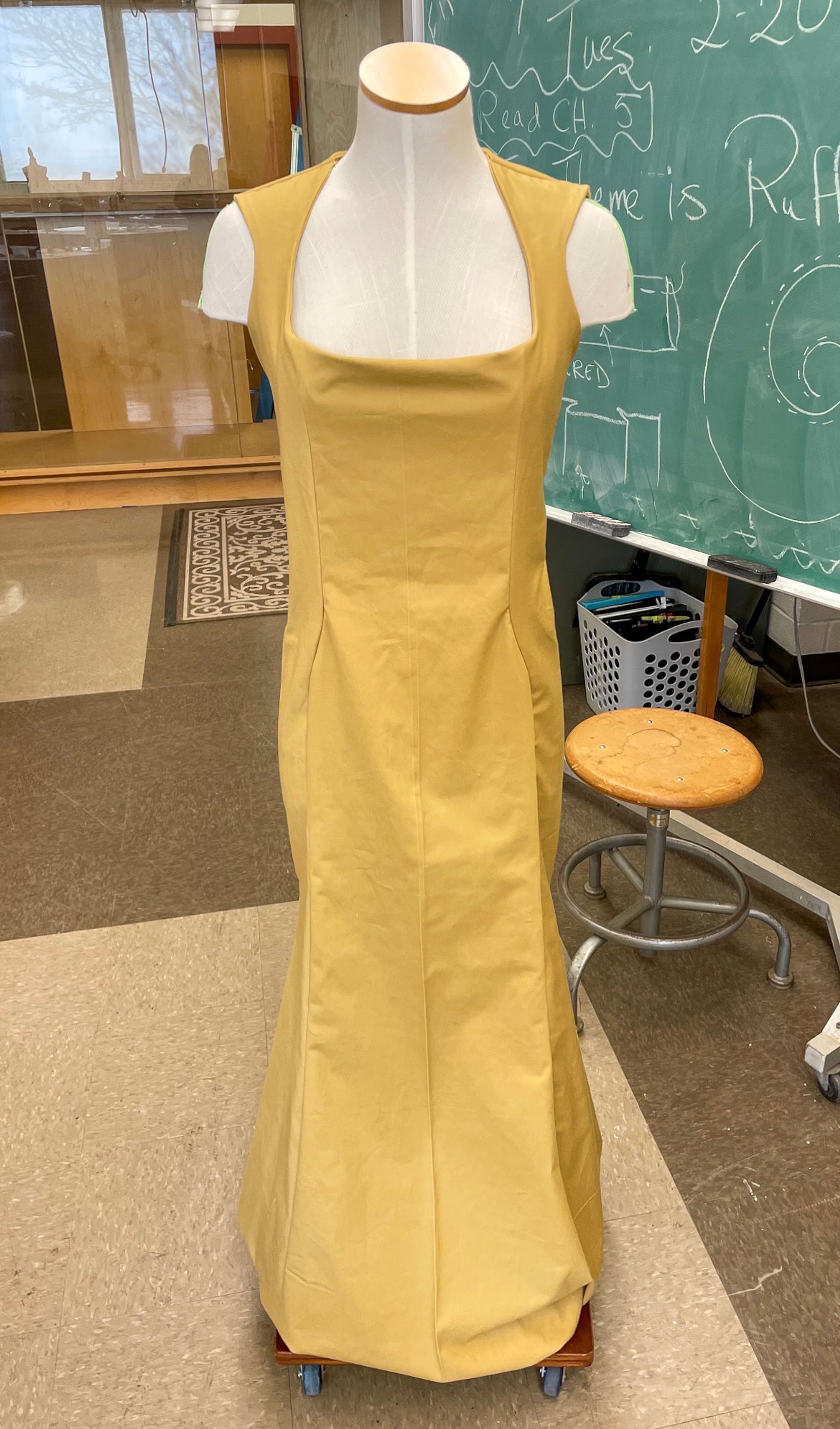 Yellow Satin Dress: Custom yellow satin dress, built from scratch