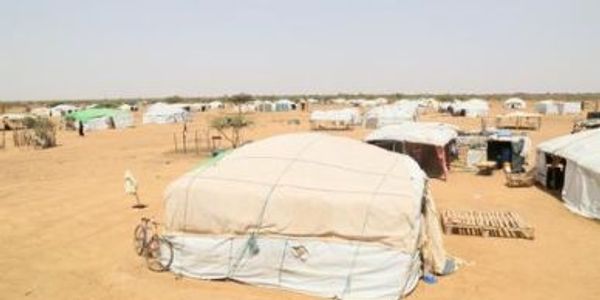Home tents in the refugee camp in the Sahel desert