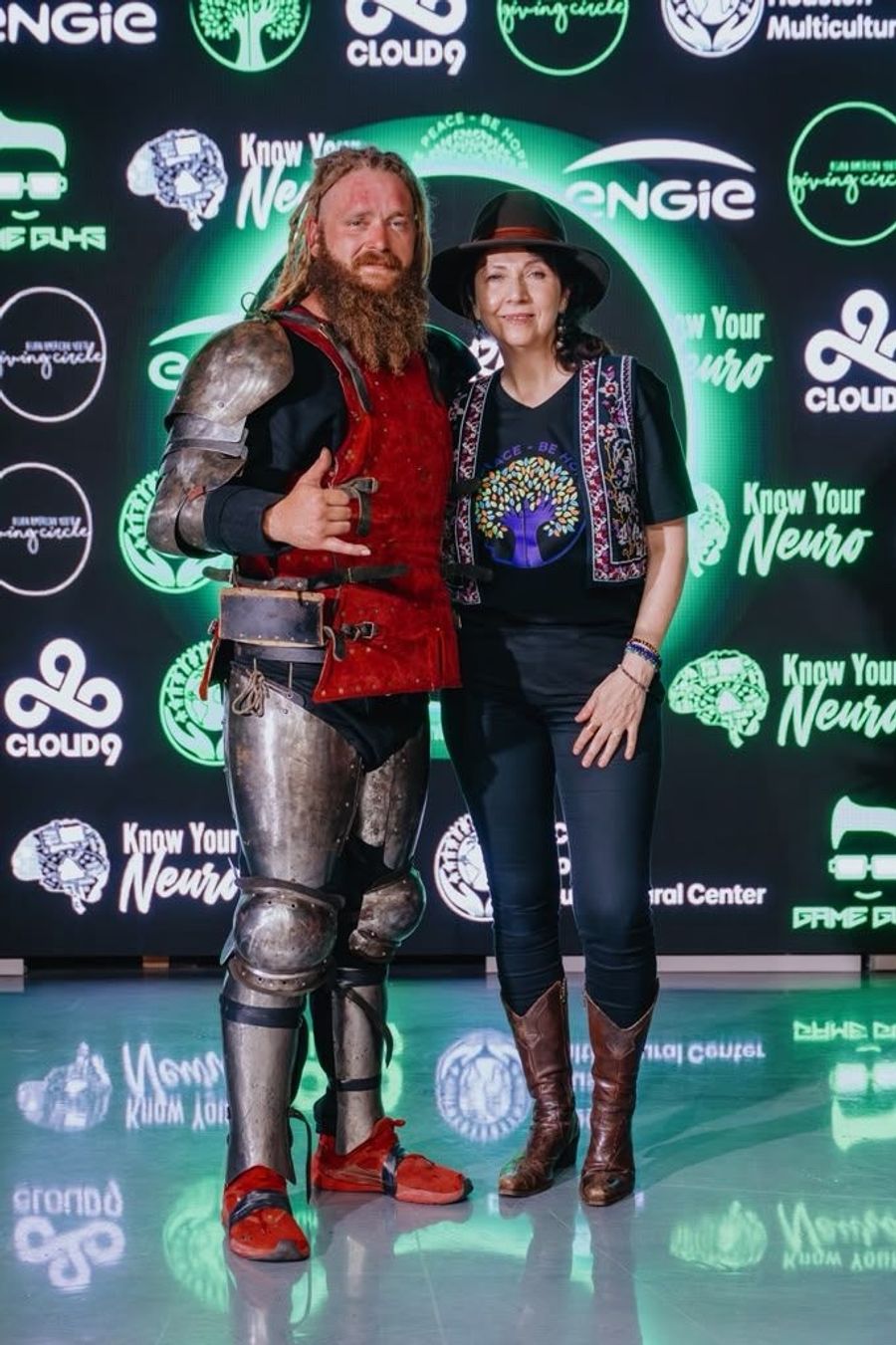 One of the armored fighters with Be Peace – Be Hope’s founder
