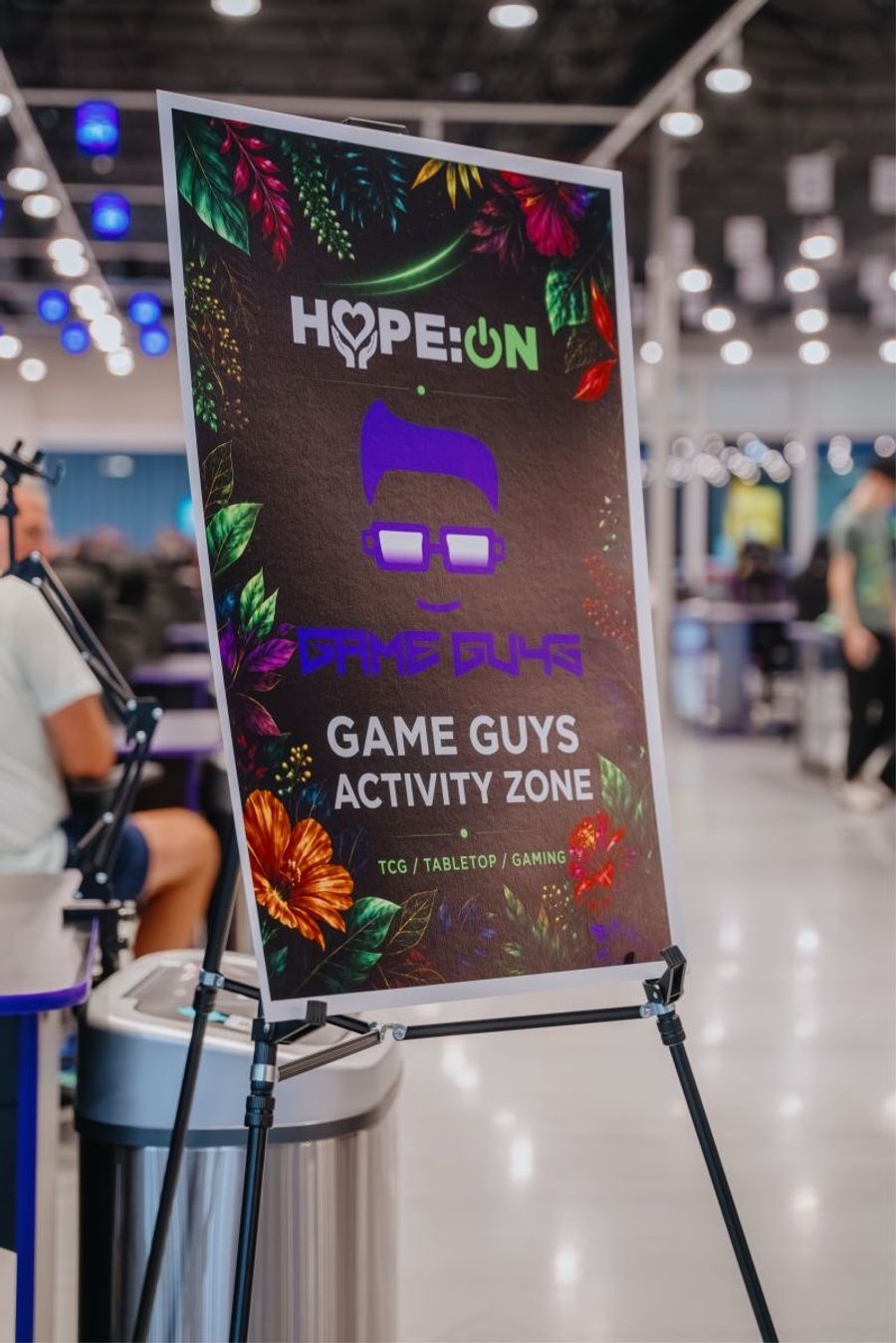 The HOPE:ON Game Guys Activity Zone sign