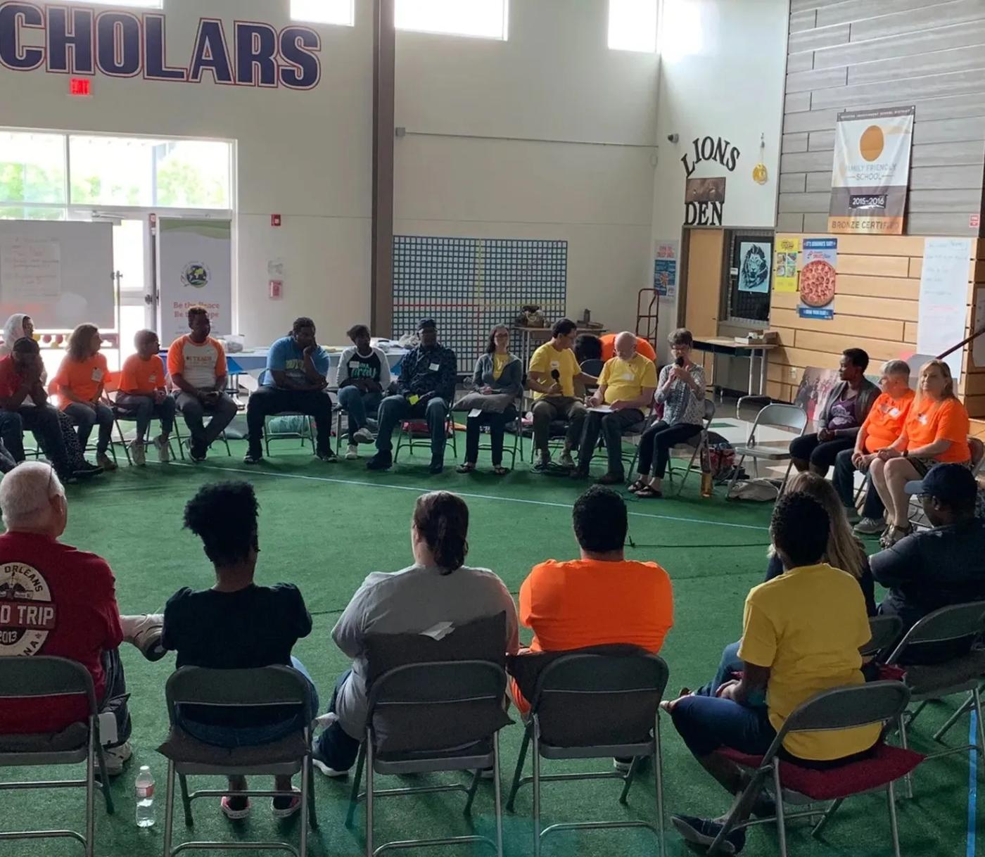 Young people working together on a community project