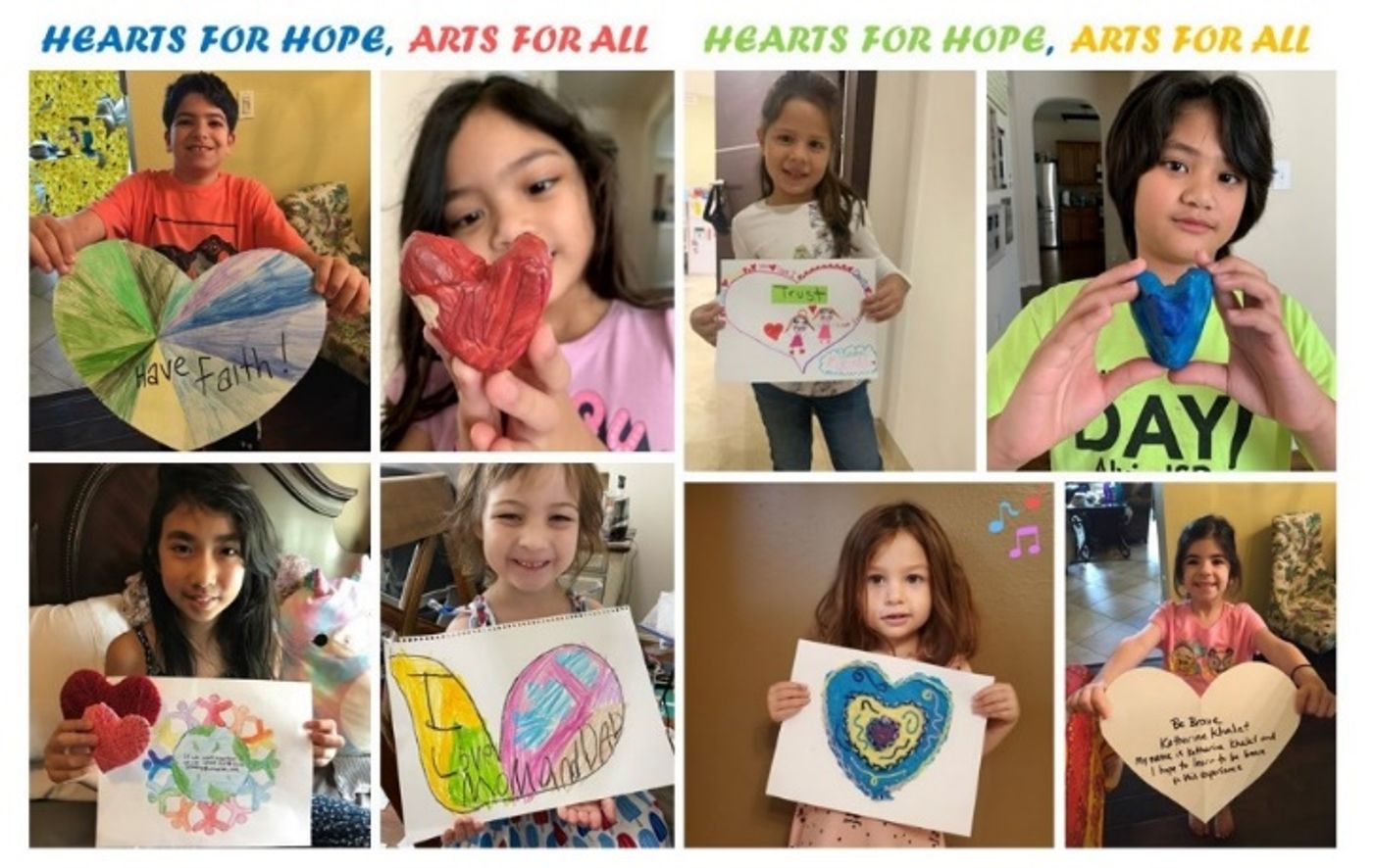 Cards and drawings made by young artists for HeArts for Hope