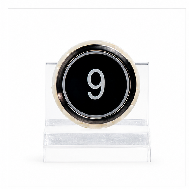 Mirror Glass Round Elevator Button front view
