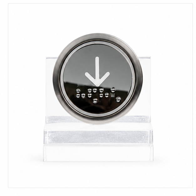 Braille Stainless Steel Round Elevator Button front view