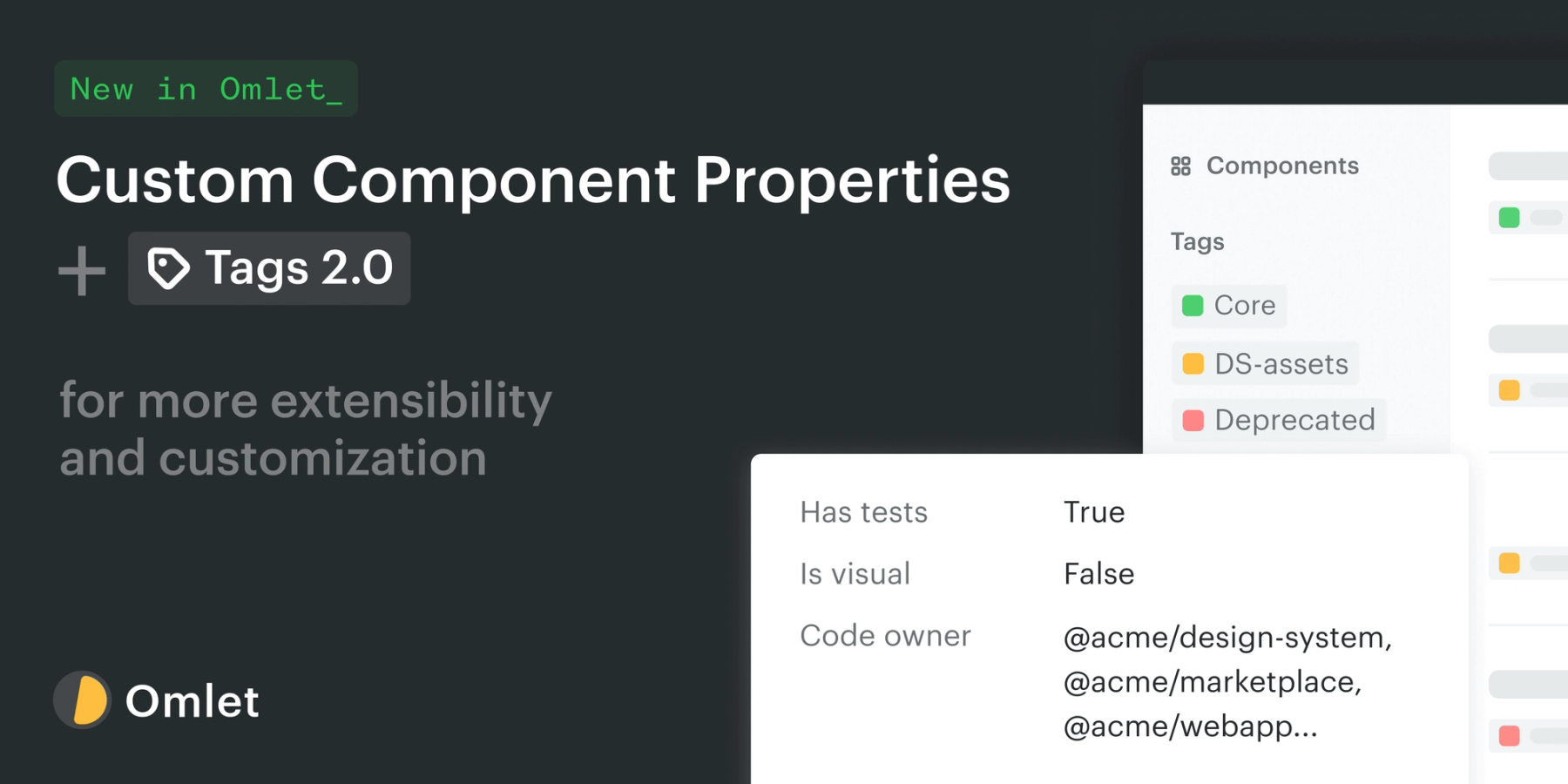 New in Omlet: Custom Component Properties and Tags 2.0 for more extensibility and customization  Thumbnail Image