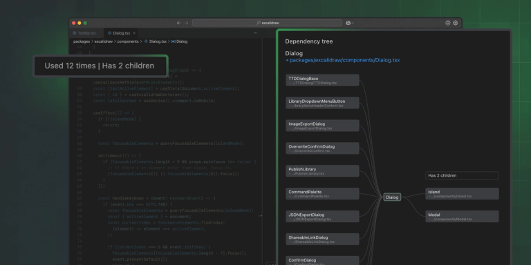 Dependency tree lists where the component is used and the component’s children