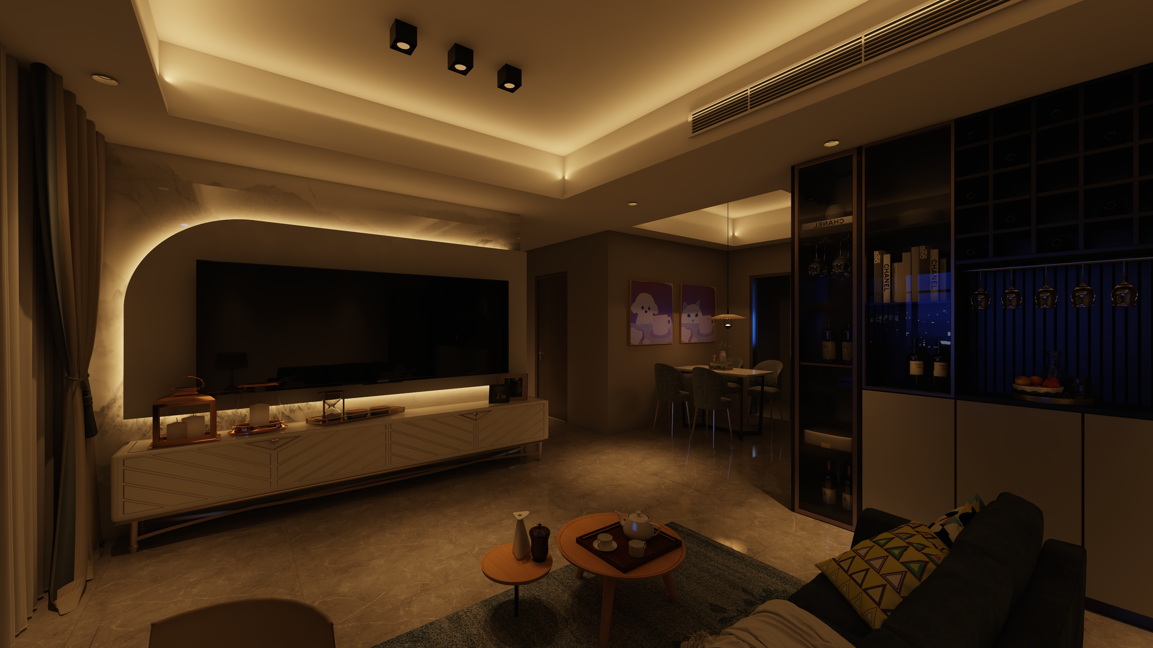 The same living room with Homa installed