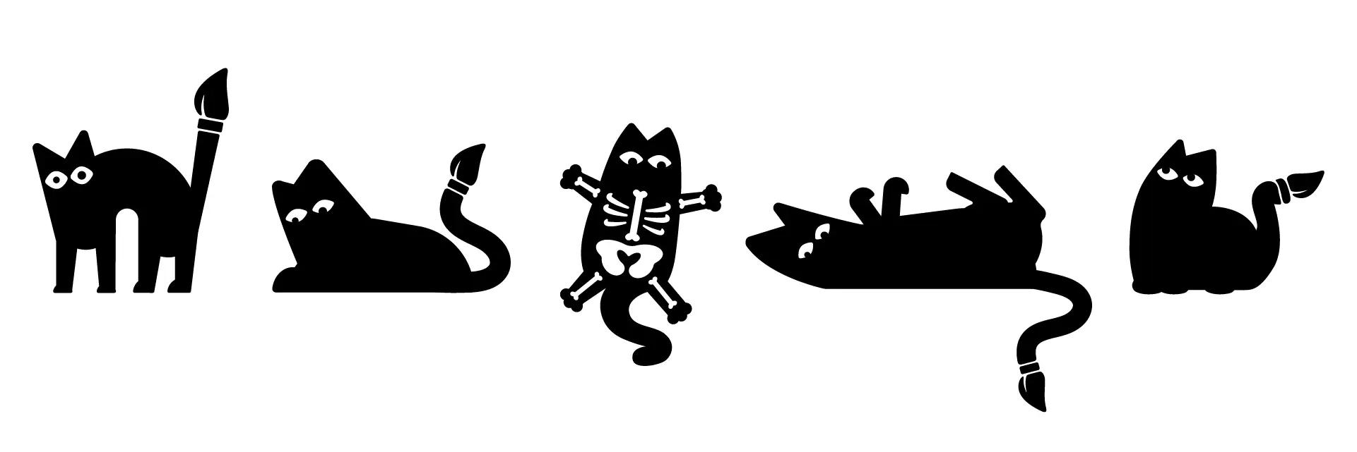 Diverse Illustrationen des Katzen-Maskottchens des Kunstclub Bayreuth e.V.