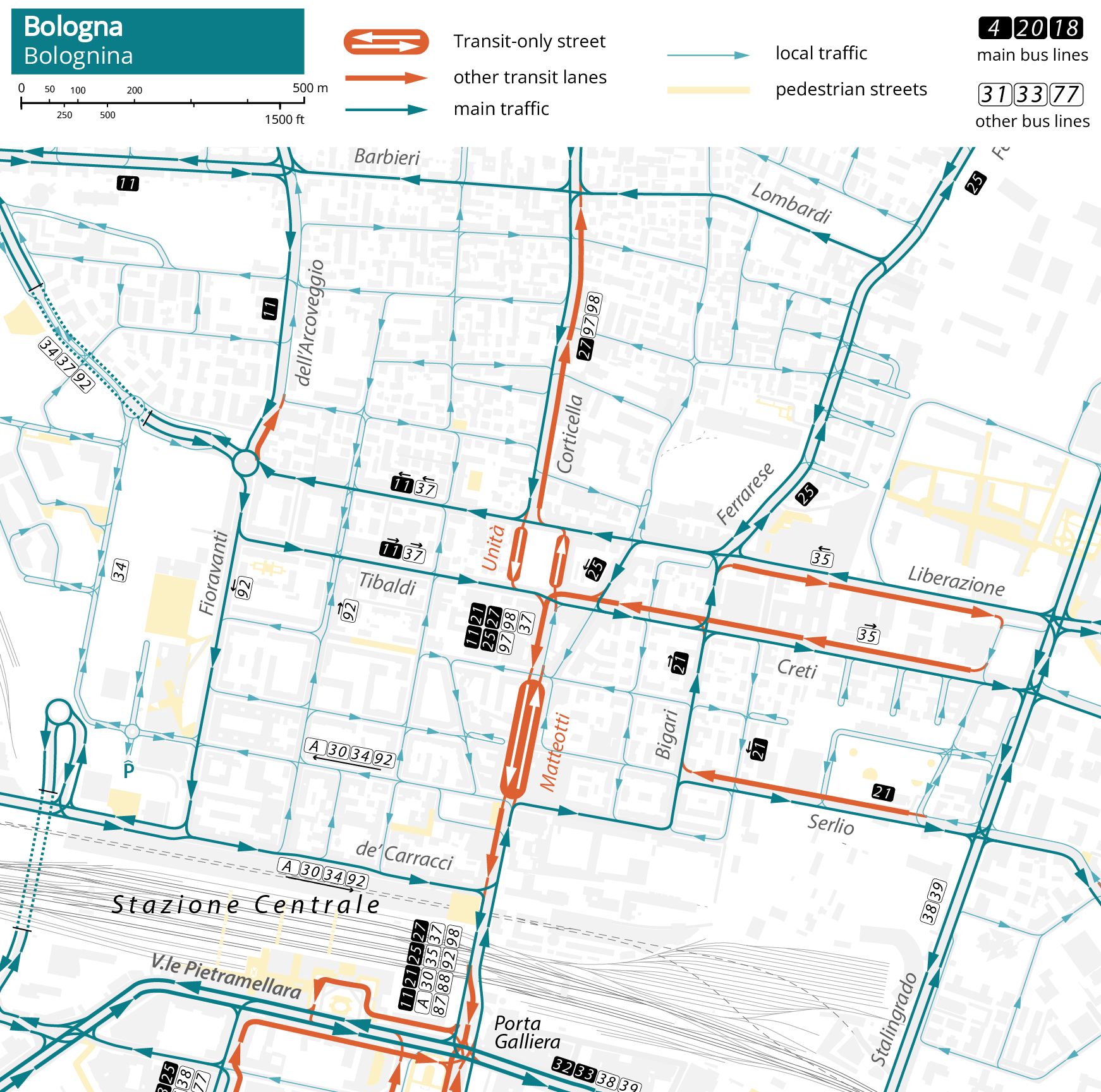 circulation diagram of the Bolognina Neighborhood