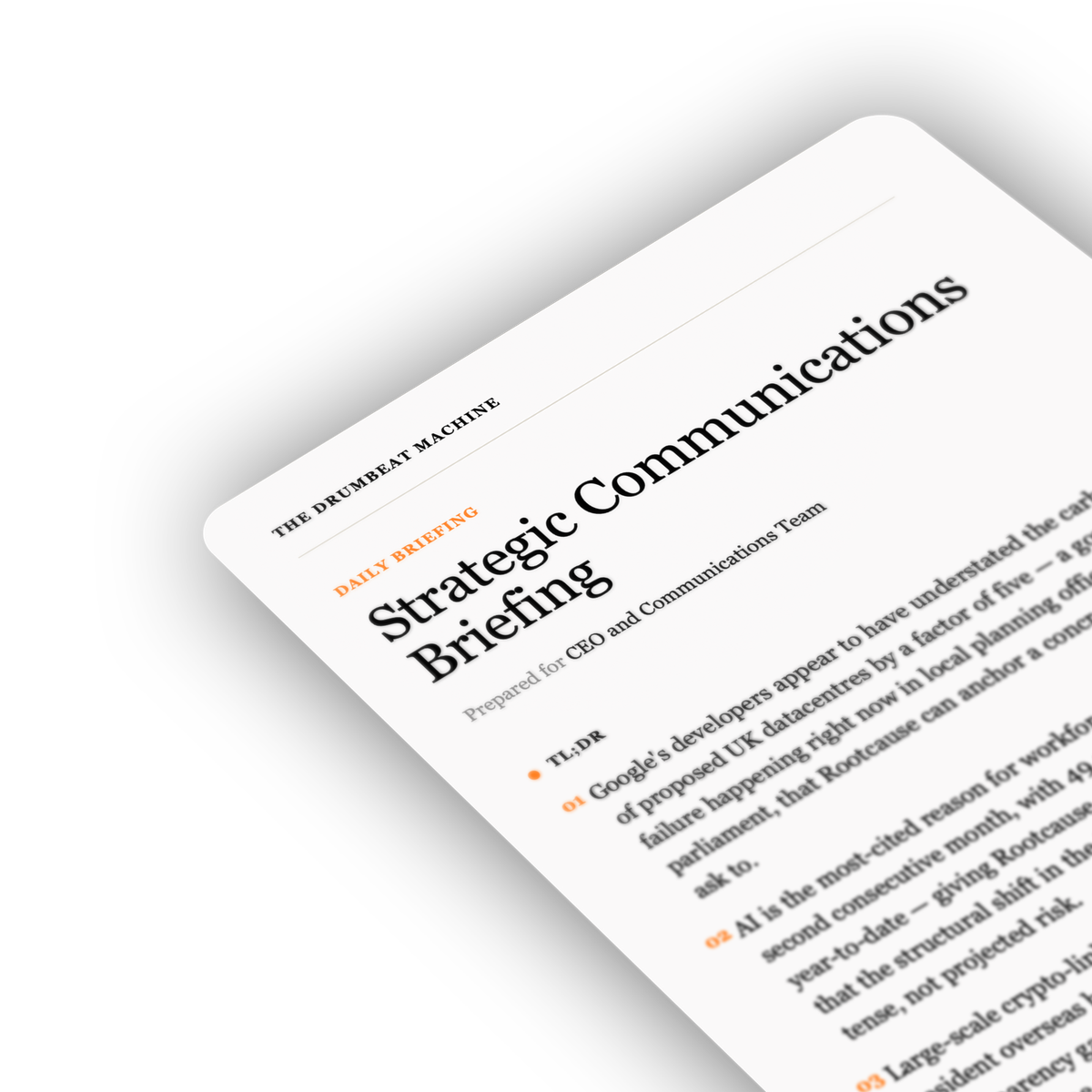 The Drumbeat Machine — strategic intelligence briefing example