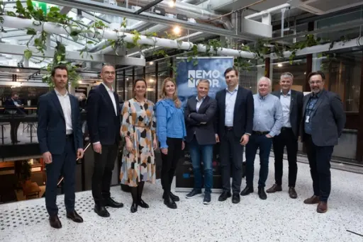 Til stede ved lanseringen: Fra venstre: Jonas Moræus (IFE), Morten Dalsmo (SINTEF Digital), Liv Dingsør (Digital Norway), Lena Nymo Helli (Norway Health Tech), Klas Pettersen (NORA), Kjell Reidar Mydske (Smart Innovation Norway), Arne Nerem Monsholm (ÅKP), Rune Volden (NTNU) og Eirik Andreassen (Digital Norway). Foto: Dan-Børge Pedersen