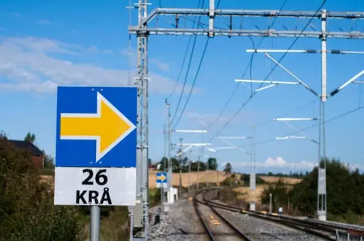 TESTSTREKNING: Et ERTMS-skilt på erfaringsstrekningen på Østre linje, som har hatt ERTMS i drift siden 2015. Foto: Liv Tone Otterholt / Bane NOR