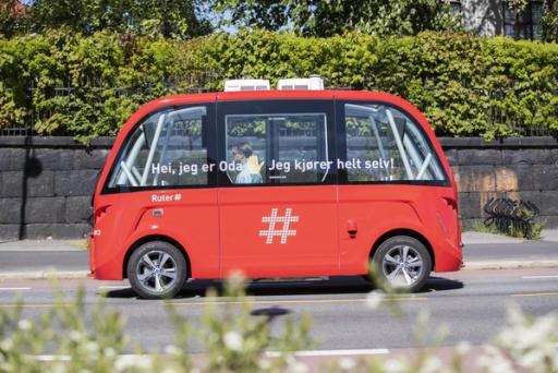 SELVKJØRENDE: Ruter var også tidlig ute med å teste selvkjørende busser i Oslo, her i 2019. Foto: Ruter AS / Redink, Thomas Haugersveen