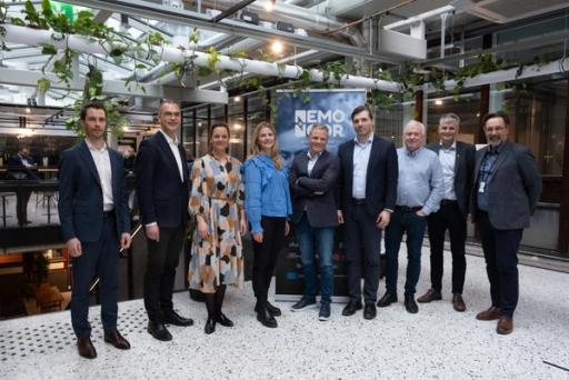 Til stede ved lanseringen: Fra venstre: Jonas Moræus (IFE), Morten Dalsmo (SINTEF Digital), Liv Dingsør (Digital Norway), Lena Nymo Helli (Norway Health Tech), Klas Pettersen (NORA), Kjell Reidar Mydske (Smart Innovation Norway), Arne Nerem Monsholm (ÅKP), Rune Volden (NTNU) og Eirik Andreassen (Digital Norway). Foto: Dan-Børge Pedersen