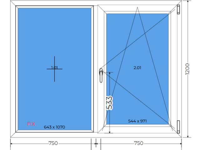 Tilt&turn white triple glazing 40mm window