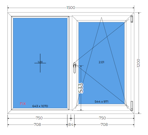 Tilt&turn white triple glazing 40mm window