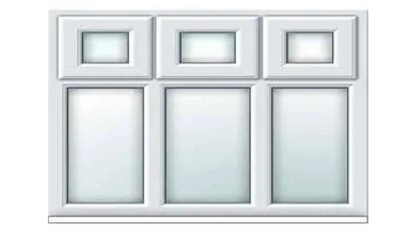 White window with three small top lights above three larger panes