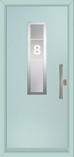 Virtuoso Sky Blue Delio Z3 composite door with pull handle