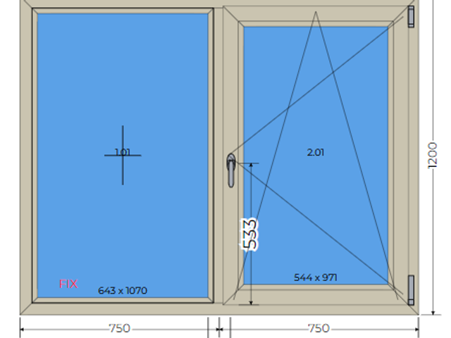 Tilt&turn Sheffield Oak triple glazing 40mm window