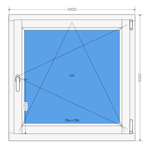 Timber tilt&turn soft wood, pine window 1000x1000