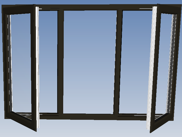 Rehau anthracite grey/white upvc window 1800x1200