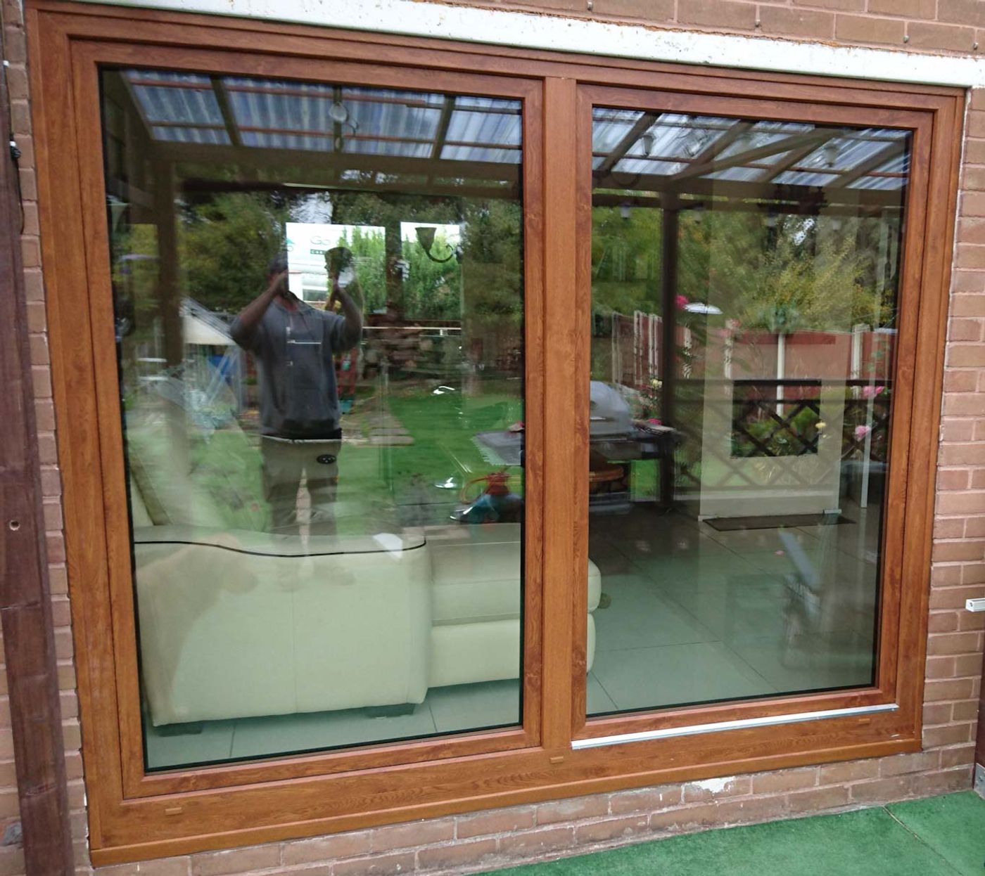 Golden Oak tilt and slide door 2700x2200