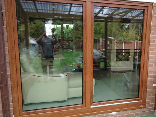 Golden Oak tilt and slide door 2700x2200