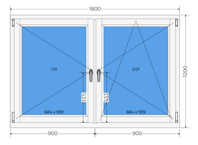 Timber tilt&turn soft wood, pine window 1800x1200