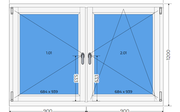 Timber tilt&turn soft wood, pine window 1800x1200