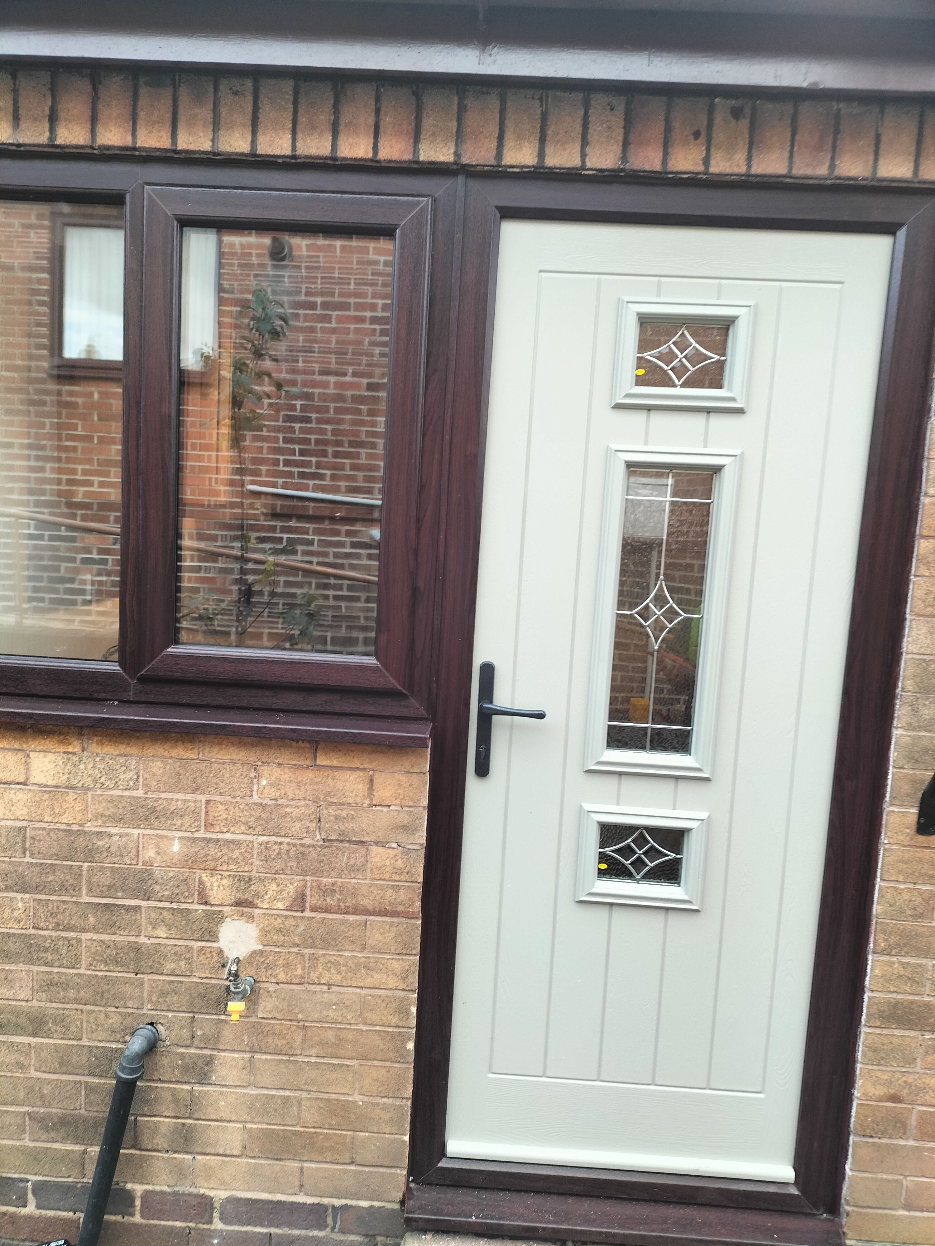 REHAU Rosewood Windows and Endurance Composite Doors Installation in Brown Edge