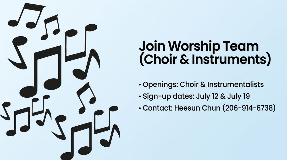 Join Worship Team (Choir & Instruments)