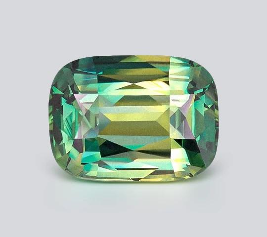 A teal-toned Madagascar sapphire, showing the blue-green colour range associated with the deposit.