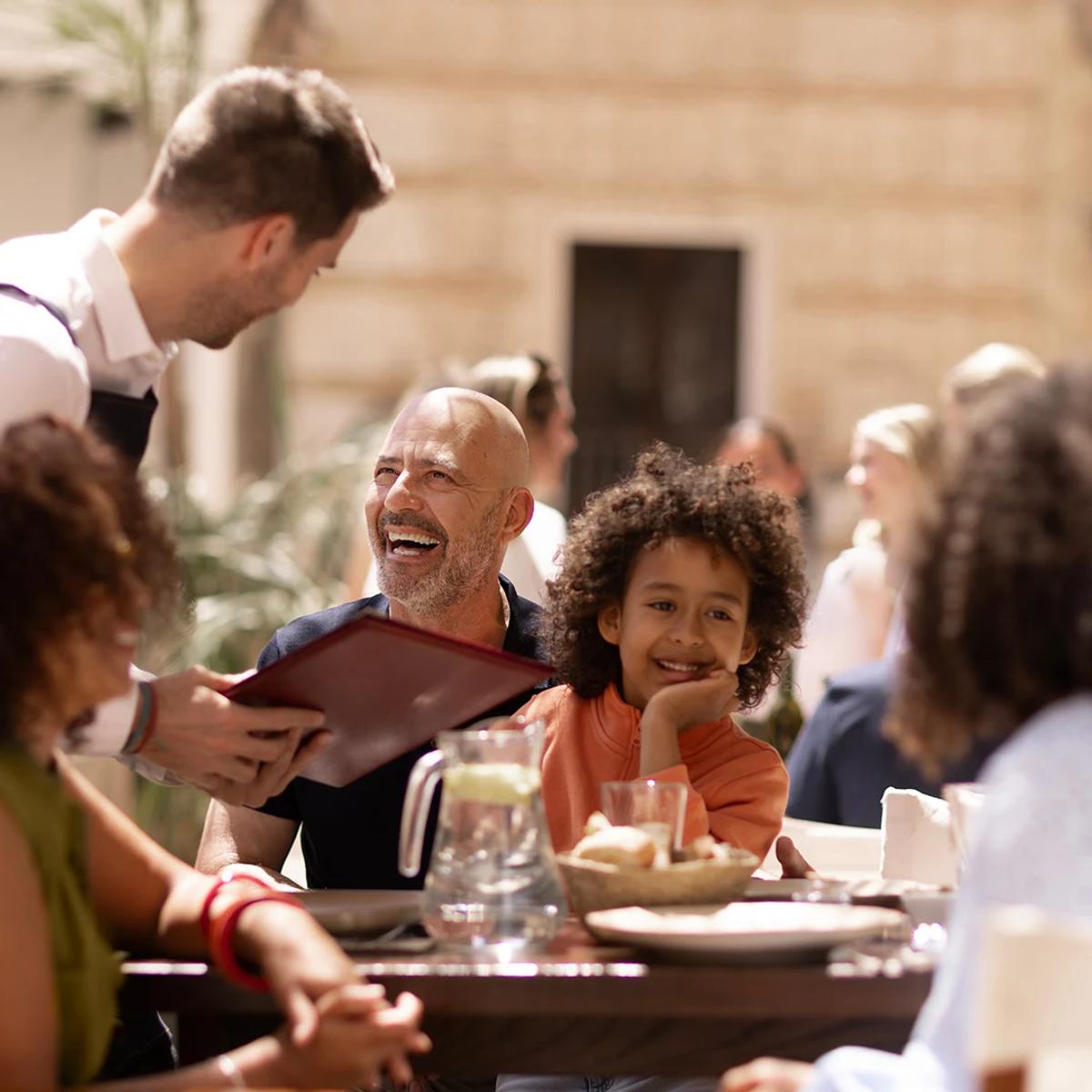 Family and friends enjoying conversation